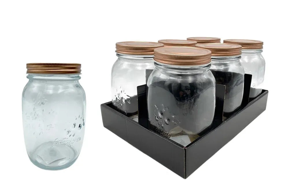 bulk 18 Glass Jar w/ Metal Lid 1000ml Canister 16cm