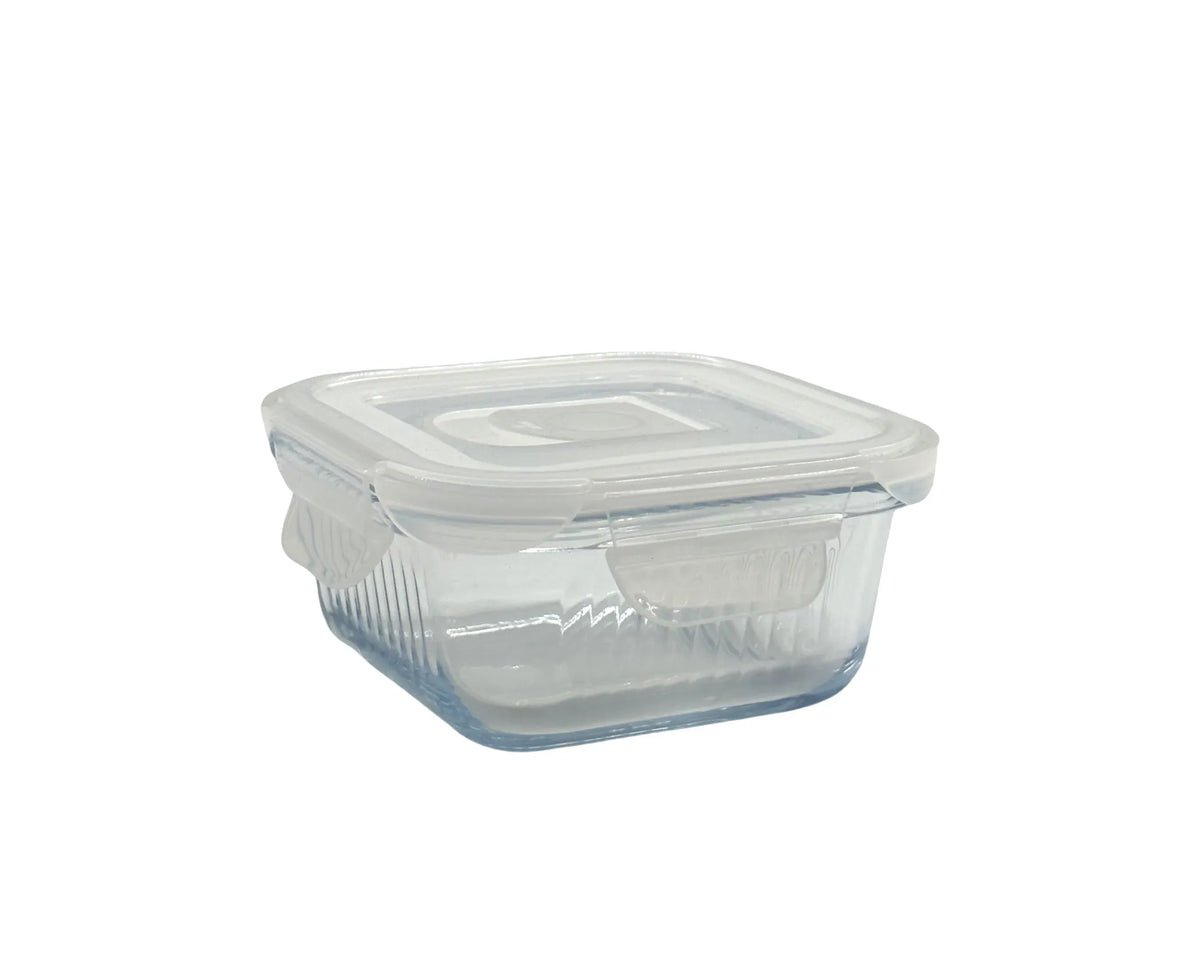 bulk 24 Borosilicate Glass Container w/ Lid Square 320ml 12x7cm — product image 1