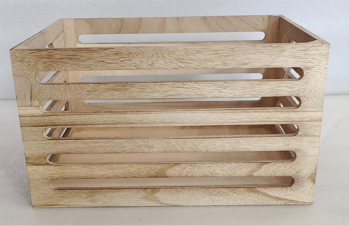 Natural Paulownia Wood Storage Crate with Handles - 40 cm