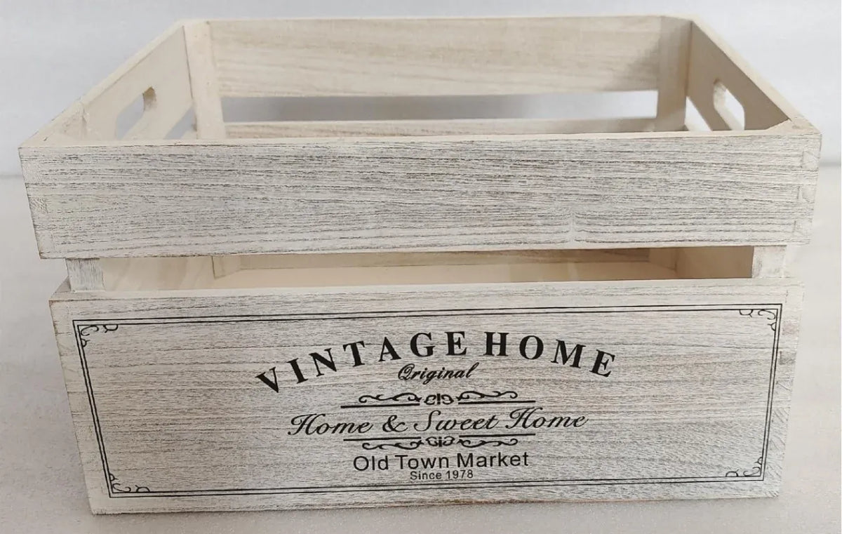 Vintage Whitewashed Paulownia Wood Storage Crate – 40 cm — product image 1 of 3