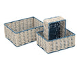 Bulk 4 Blue & Natural Paper Rope Storage Basket s/3 32x25x14h