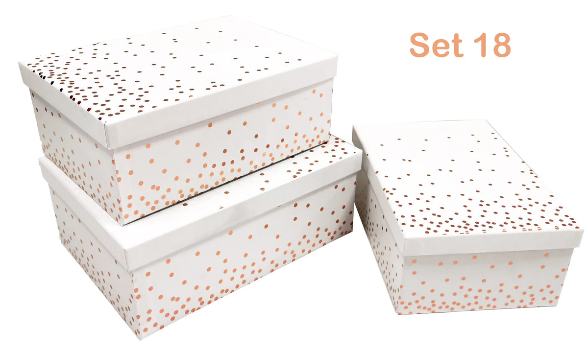 Bulk 2 White Gift Box Foiled Confetti set18 43x34x16cm