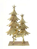 Bulk 4 Rustic Gold Metal Xmas Tree & Reindeer 40x11x59cm