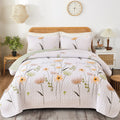 Ivory Daisy Meadow Bedspread Coverlet 3 Piece Set
