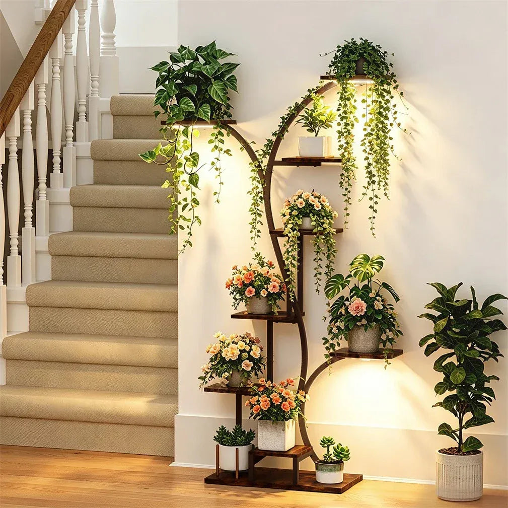 Eight-Tier Tree-Shaped Indoor Plant Display Stand – Metal & MDF — product image 3 of 3