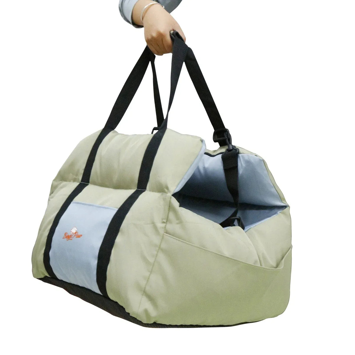 Portable Padded Pet Car Seat & Carrier Bed - Green & Blue, 62 × 53 × 40 cm