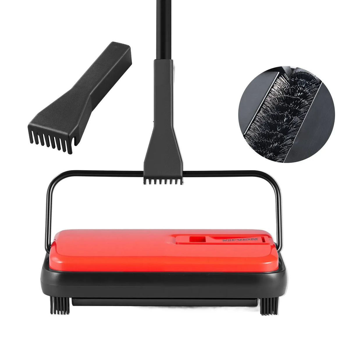 Manual Carpet and Floor Sweeper with 300 mL Dustbin – Red