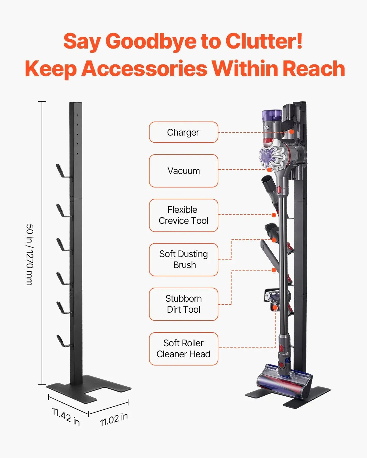Freestanding Vacuum Storage Stand Compatible with Selected Dyson Models