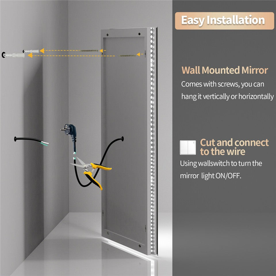 Frameless Backlit LED Anti-Fog Bathroom Mirror – 100 × 60 cm — product image 9 of 9
