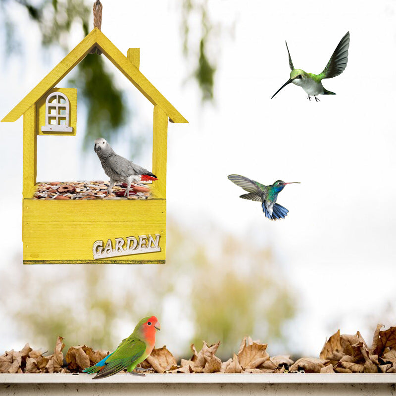 Green Wooden House Hanging Wild Bird Feeder – product image 3 of 5