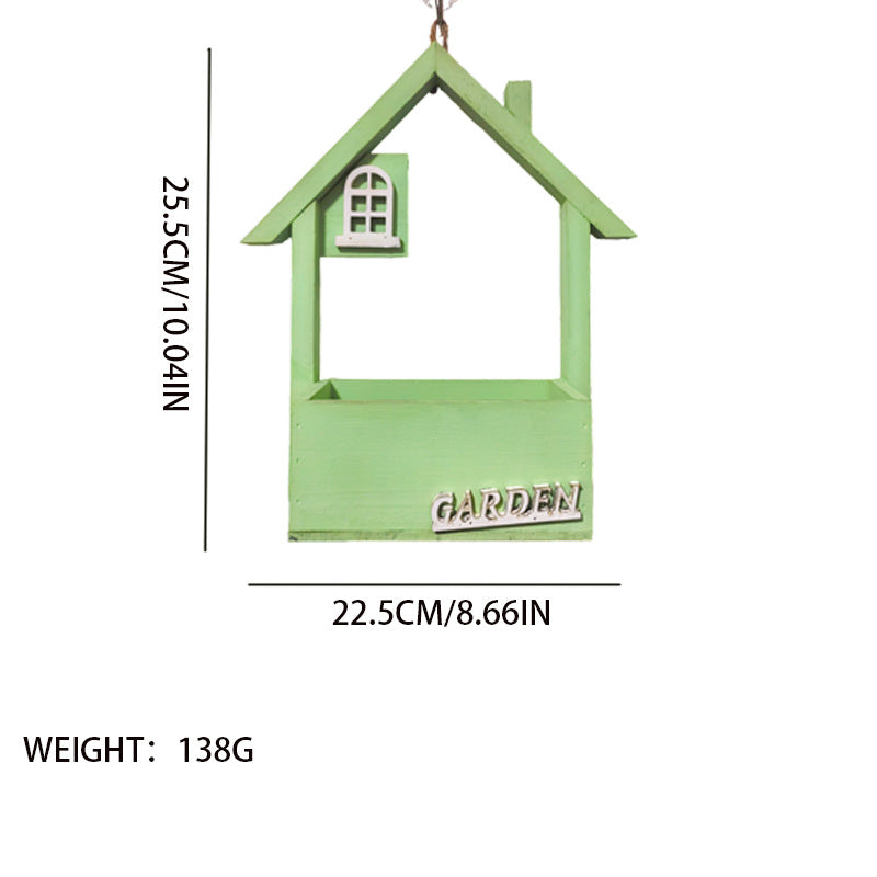 Green Wooden House Hanging Wild Bird Feeder – product image 5 of 5