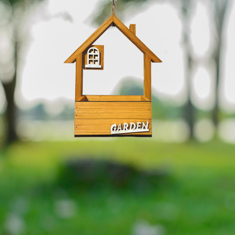 Brown Wooden House Hanging Wild Bird Feeder – product image 1 of 5