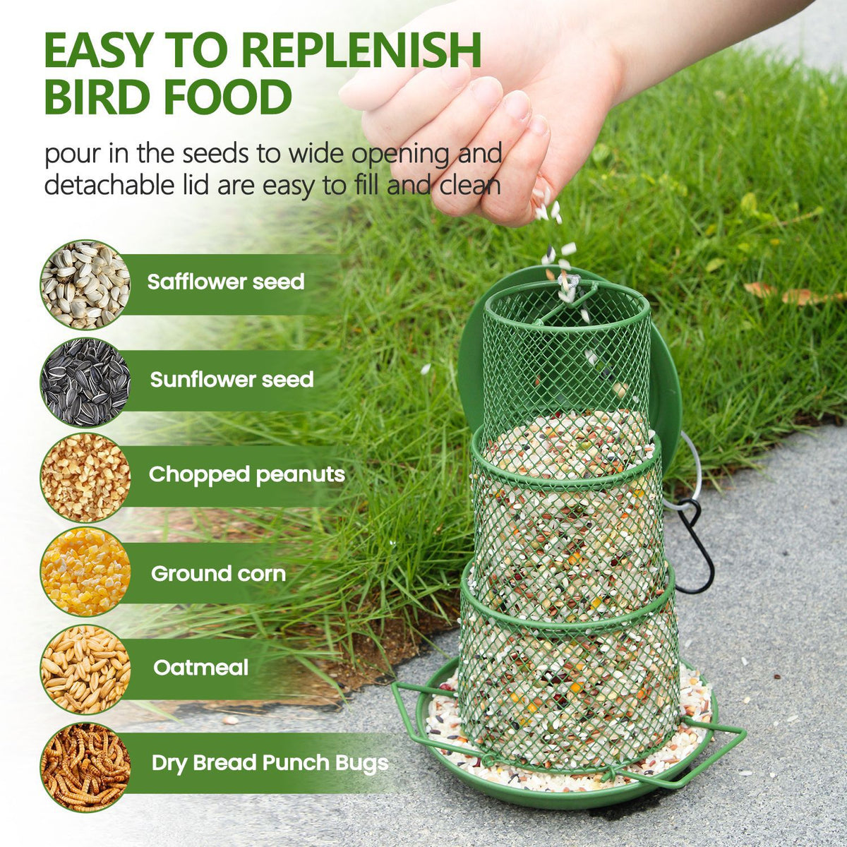 Square 3-Tier Hanging Metal Wild Bird Feeder – product image 3 of 4
