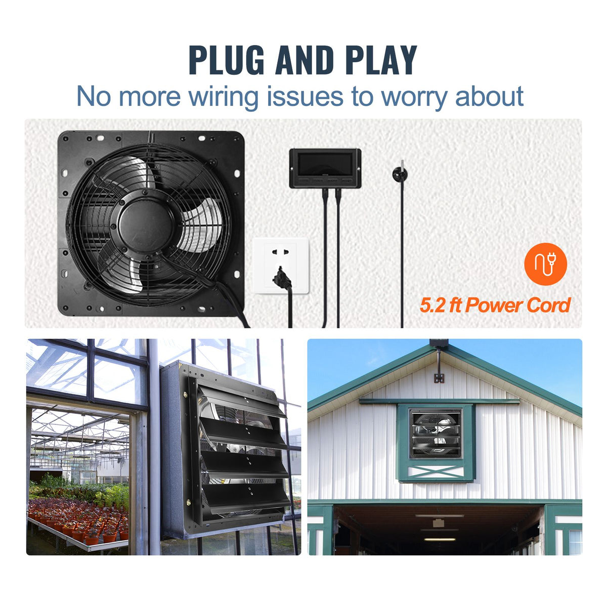 Shutter Exhaust Fan, 406 mm /16inch with Temperature Humidity Controller, EC-motor, 1747 CFM, Variable Speed… — product photo 5