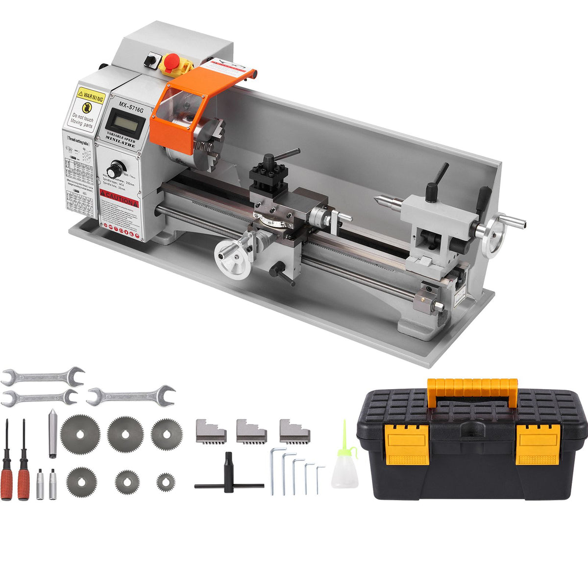 Mini Metal Lathe Machine, 180 x 400 mm, 800W Precision Benchtop Power Metal Lathe, 150-2500 RPM Continuously Variable Speed,