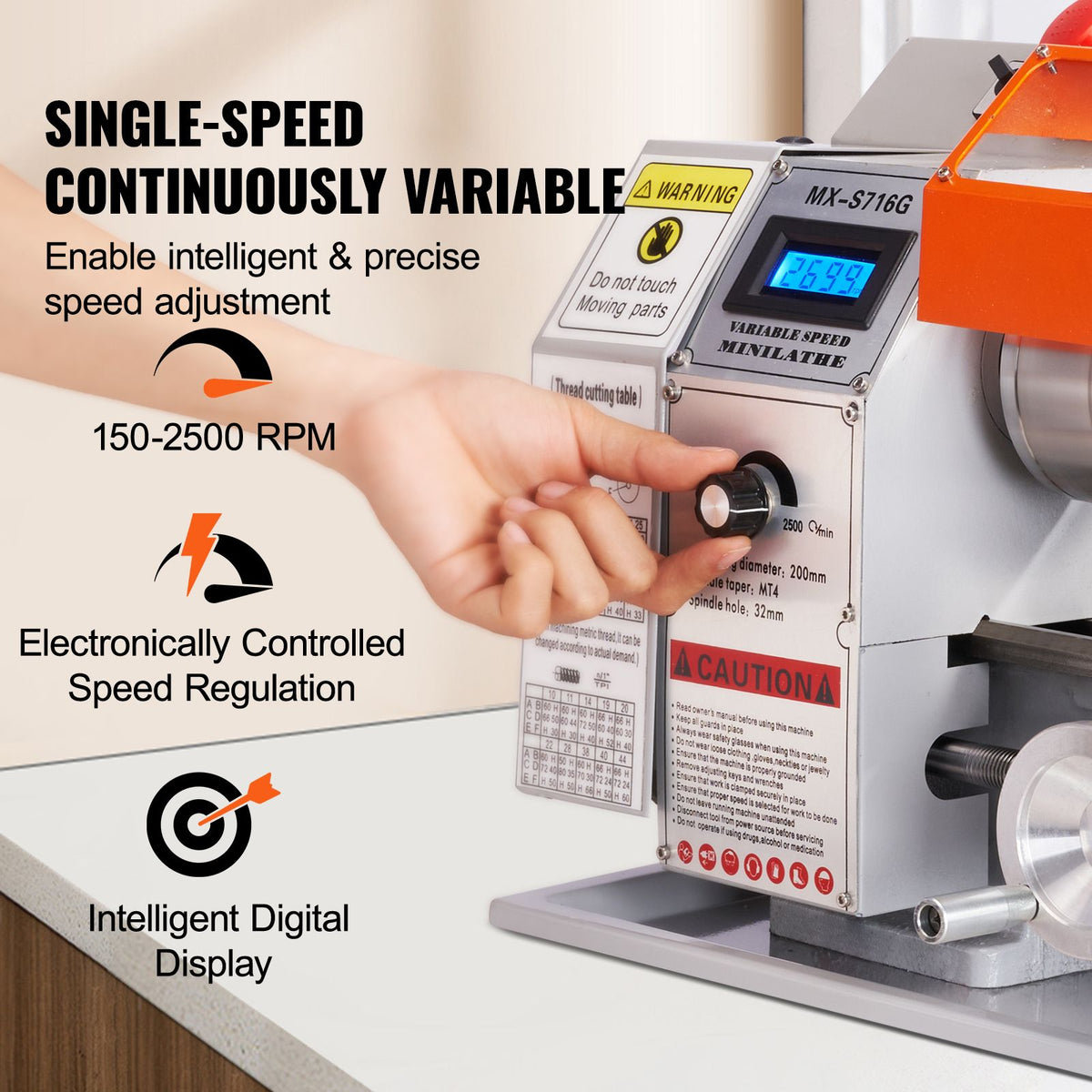 800 W Benchtop Metal Lathe – 180 × 400 mm, 150–2500 RPM
