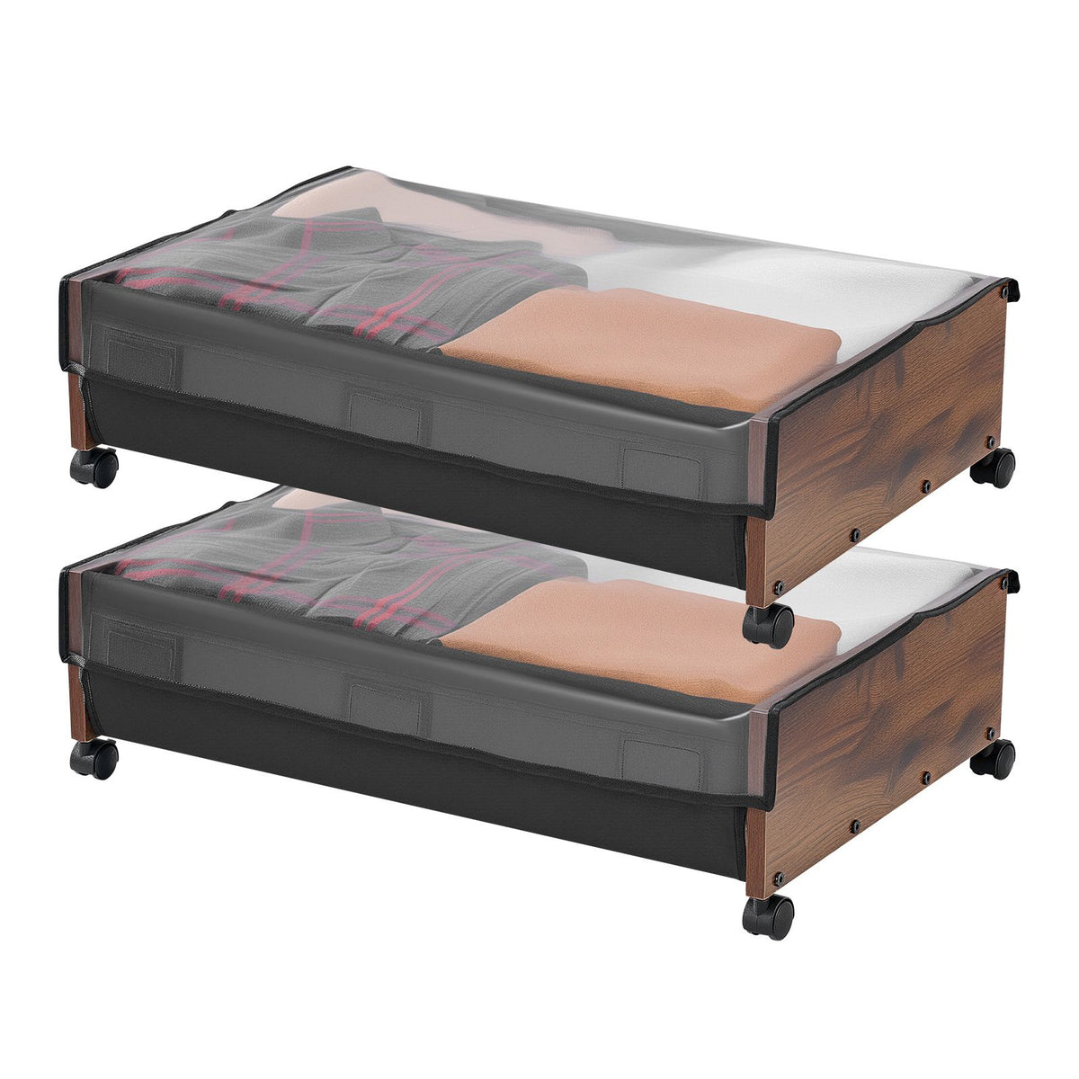 2-Pack Wheeled Underbed Storage Containers – 65 × 46 × 18cm