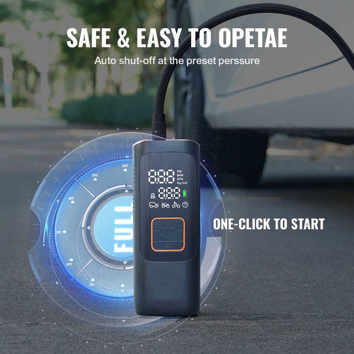 Tire Inflator Portable Air Compressor, 7800mAh 3.7V Battery Electric Air Pump, 2X Faster 160PSI Cordless Smart Air Pump with LCD Pressure Gauge, LED Light for Cars, E-Bikes, Motorcycles, Balls