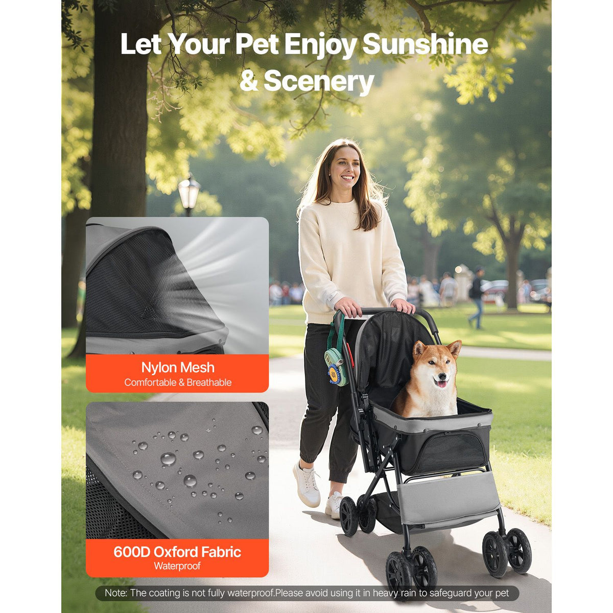 Foldable Four-Wheel Pet Stroller with Reversible Handle - 20 kg Supplier Rating