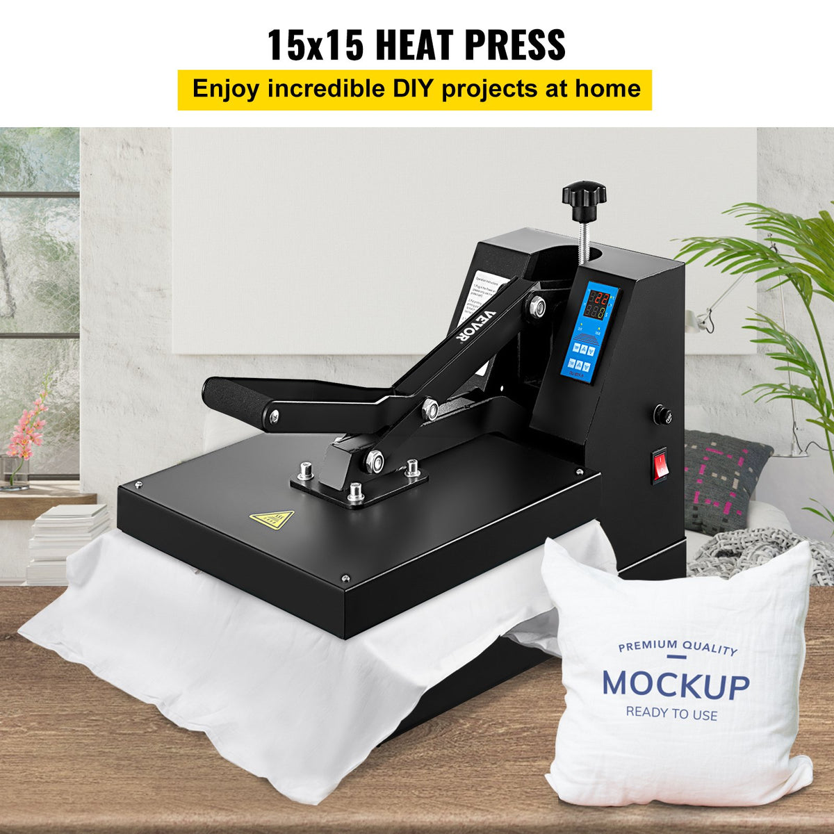 15 × 15-Inch Clamshell Sublimation Heat Press for T-Shirts