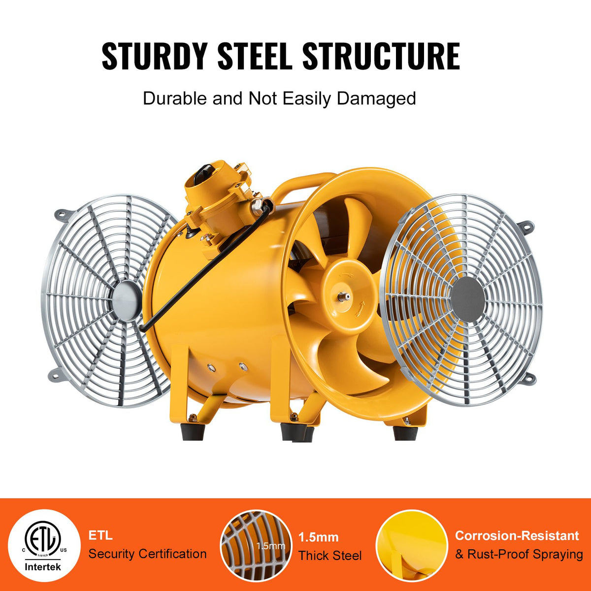 Portable Ventilator, 304.8mm/12inch Heavy Duty Cylinder Fan, 550W Strong Shop Exhaust Fan 2500CFM, 3m Power… — product photo 3