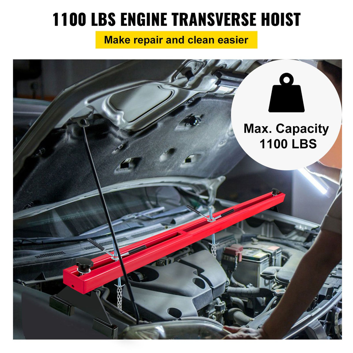 Engine Support Bar Engine Load Leveler 1100 Lbs Transmission w/ Dual Hook — product image 2