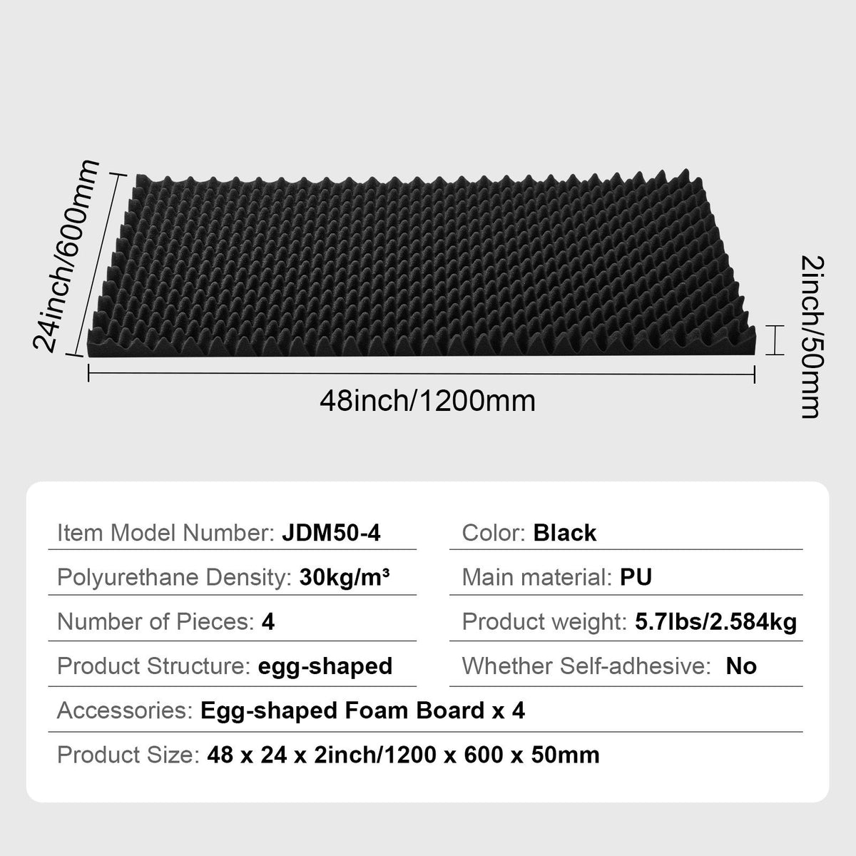 Acoustic Foam Panels 4 Pack 48 x 24 x 2 in for Studio Wall and Ceiling — product image 7