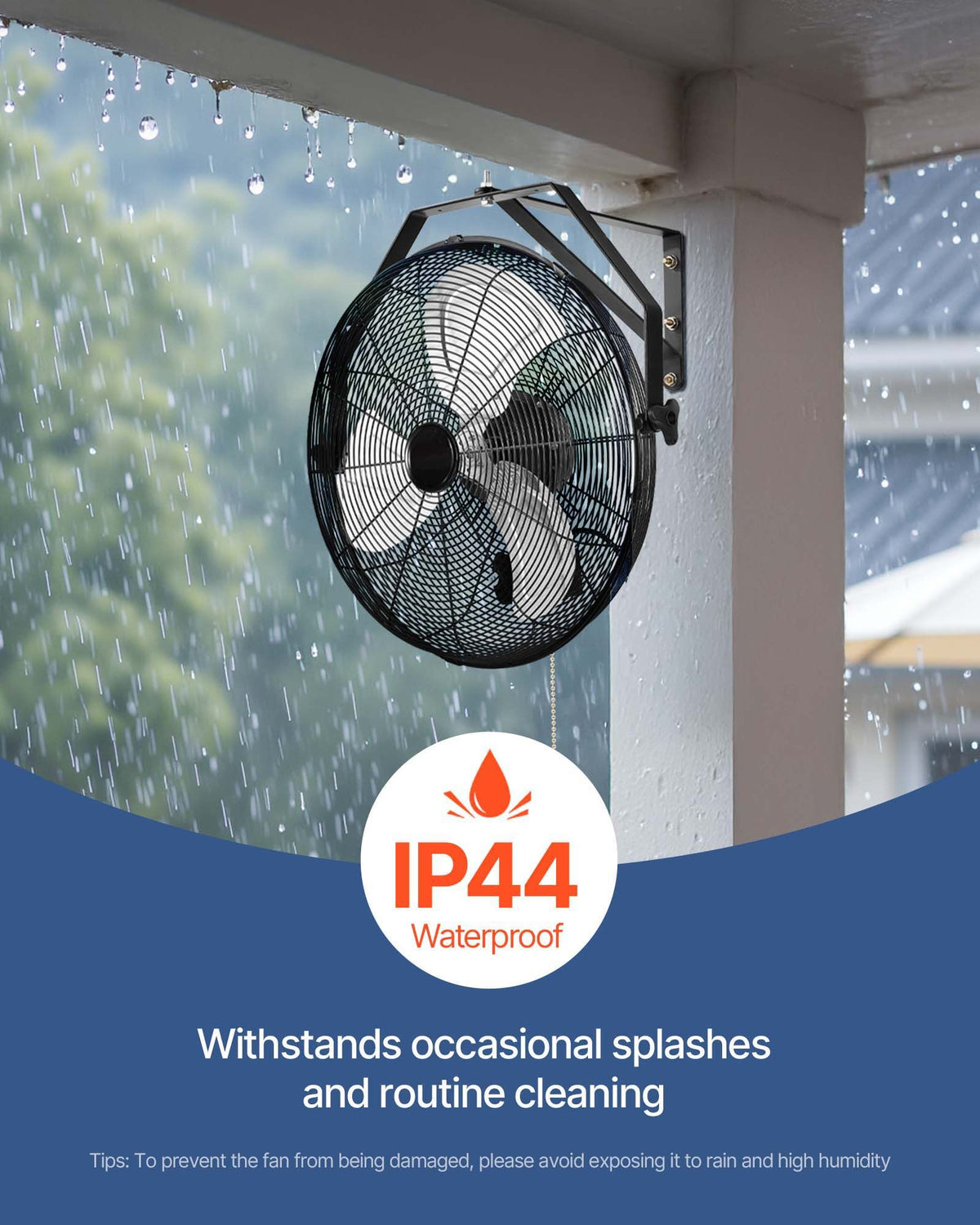17.6-Inch Industrial Wall-Mount Fan – Three Speeds, IP44