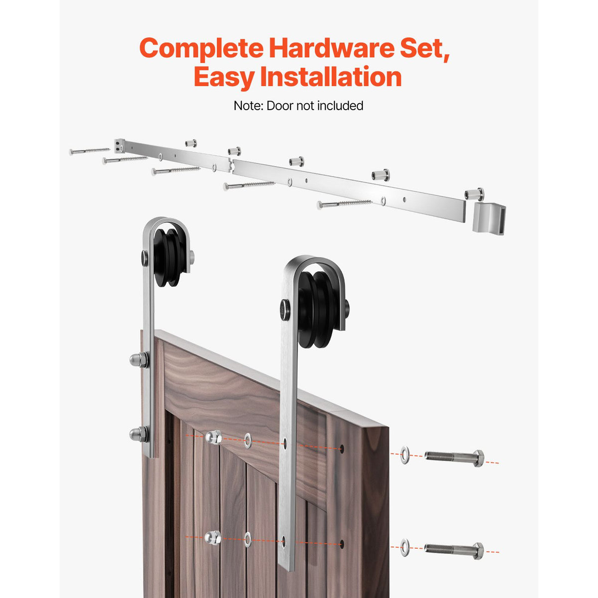 2000 mm Sliding Barn Door Hardware Kit for Single Sliding Barn Door Silver — product image 5