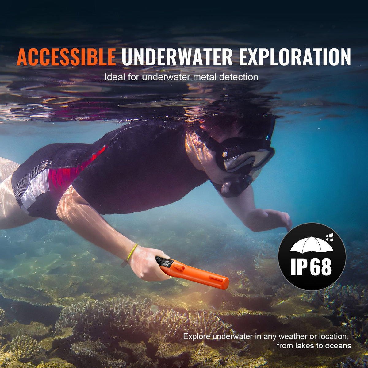 Metal Detector Pinpointer IP68 Waterproof Handheld Detector Wand with LCD — product photo 2