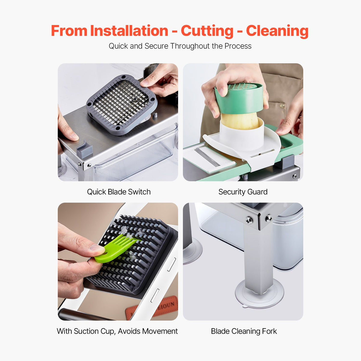 Vegetable Chopper Mandoline Slicer, All-in-1 Food Veggie Cutter with 8 Stainless Steel Blades, Cheese Grater Onion Potato Salad Dicer with Container,Kitchen Gadgets&Essentials Home Appliances — product image 3