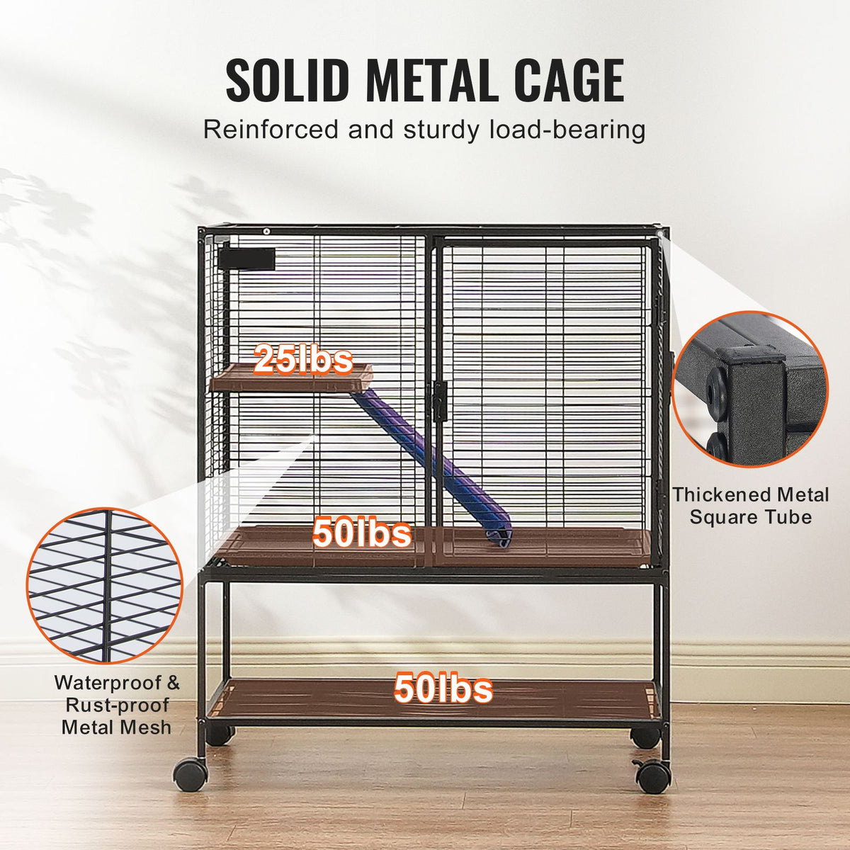2-Tier Rolling Ferret & Small Animal Cage - 36 in
