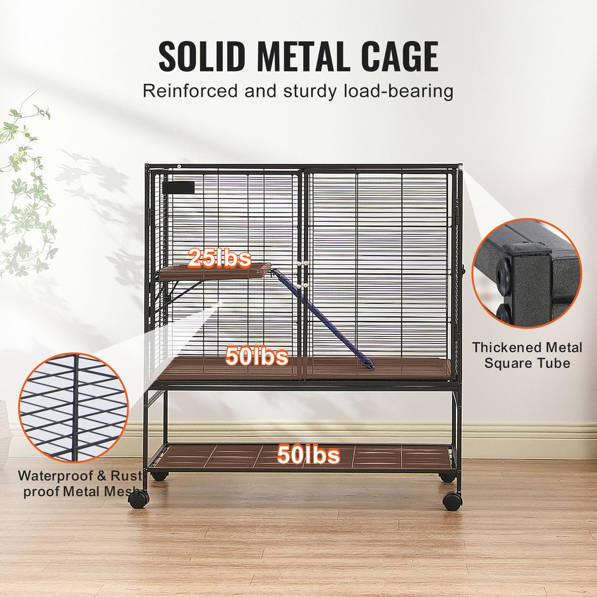 2-Tier Rolling Ferret & Small Animal Cage - 39 in
