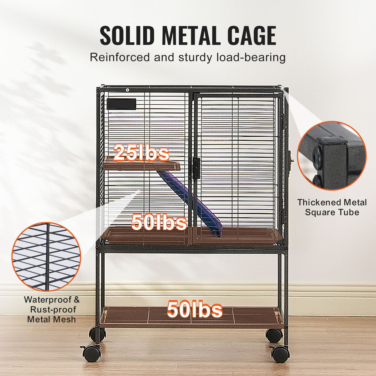 2-Tier Rolling Ferret & Small Animal Cage - 34 in