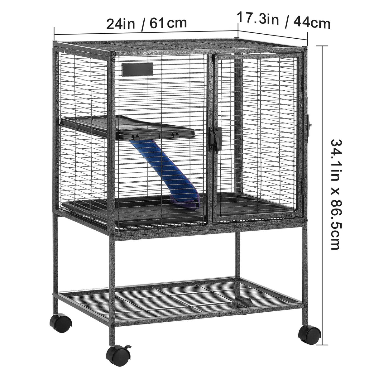 2-Tier Rolling Ferret & Small Animal Cage - 34 in