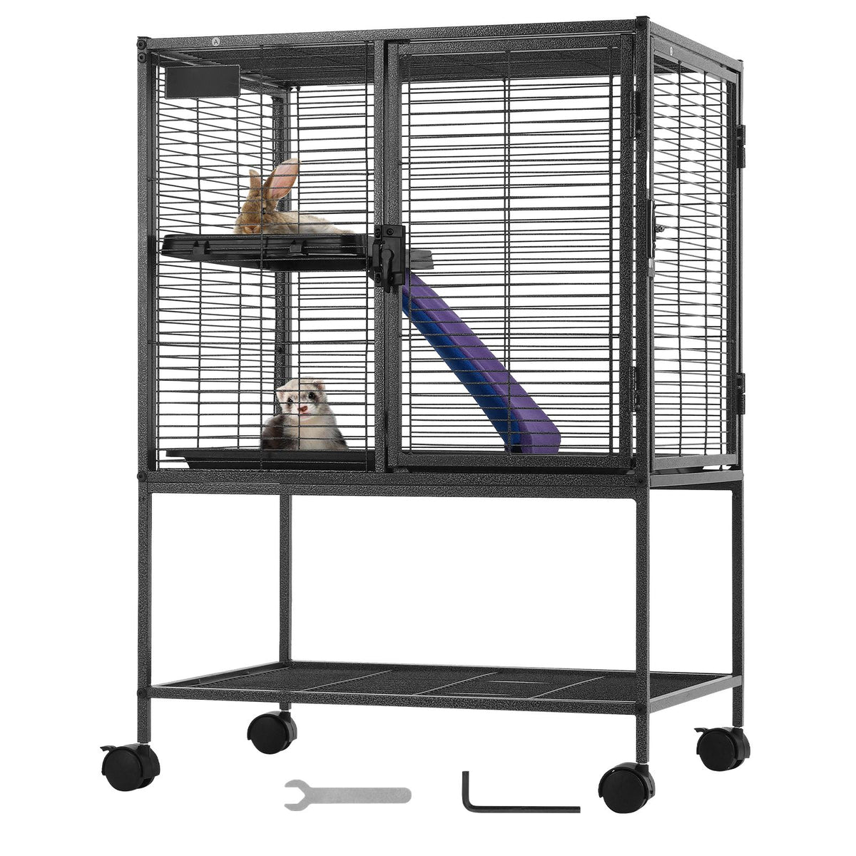 2-Tier Rolling Ferret & Small Animal Cage - 34 in