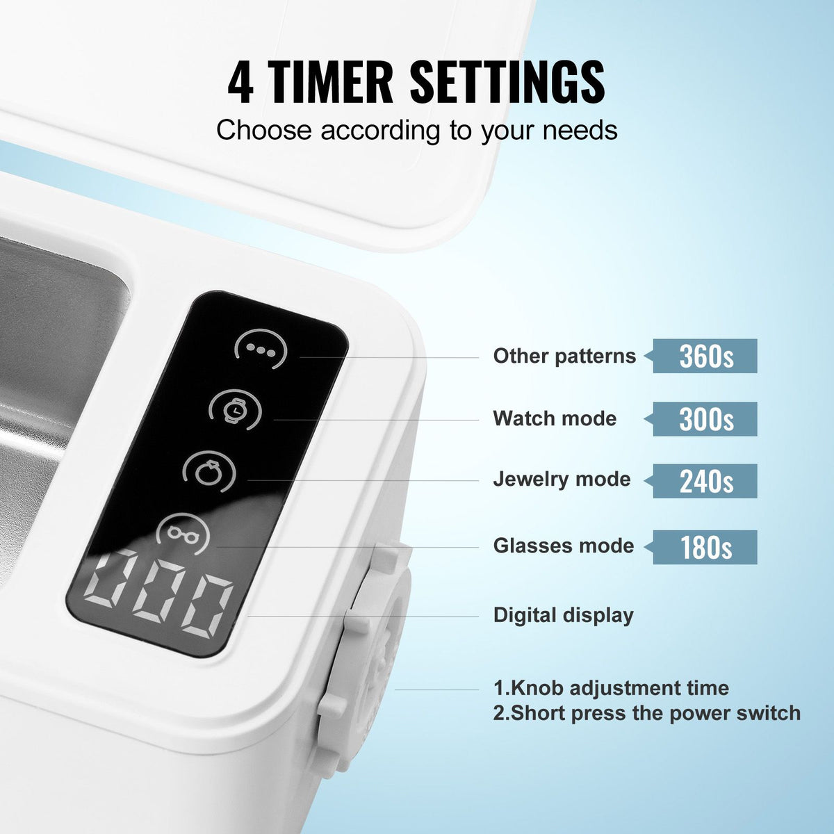 470 mL Ultrasonic Jewellery Cleaner with Four Timer Modes