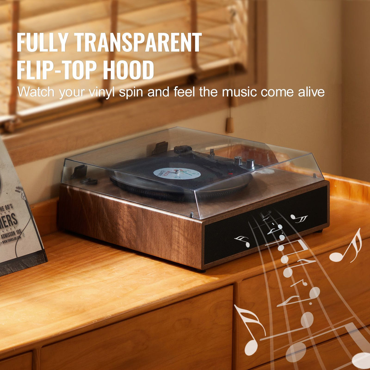 Bluetooth Vinyl Record Player 3-Speed Belt Driven Turntable 10W Speakers — product image 6