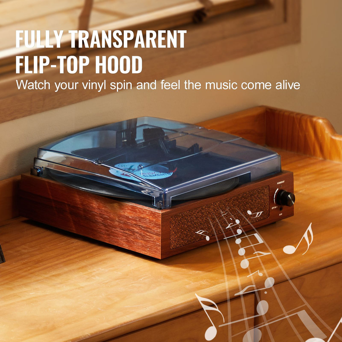 Bluetooth Vinyl Record Player 3-Speed Belt Driven Turntable 5W Speakers — product image 6