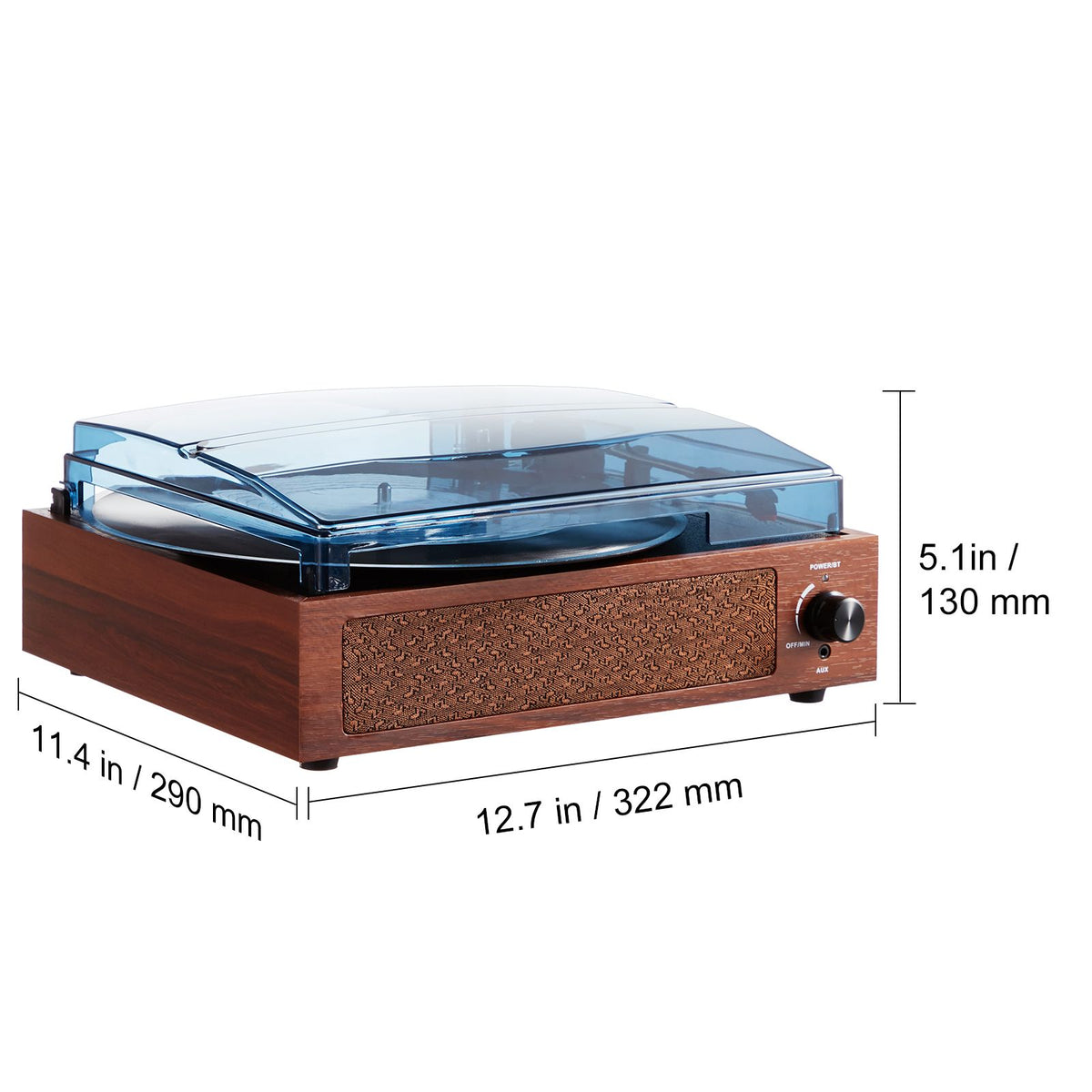 Bluetooth Vinyl Record Player 3-Speed Belt Driven Turntable 5W Speakers — product image 8