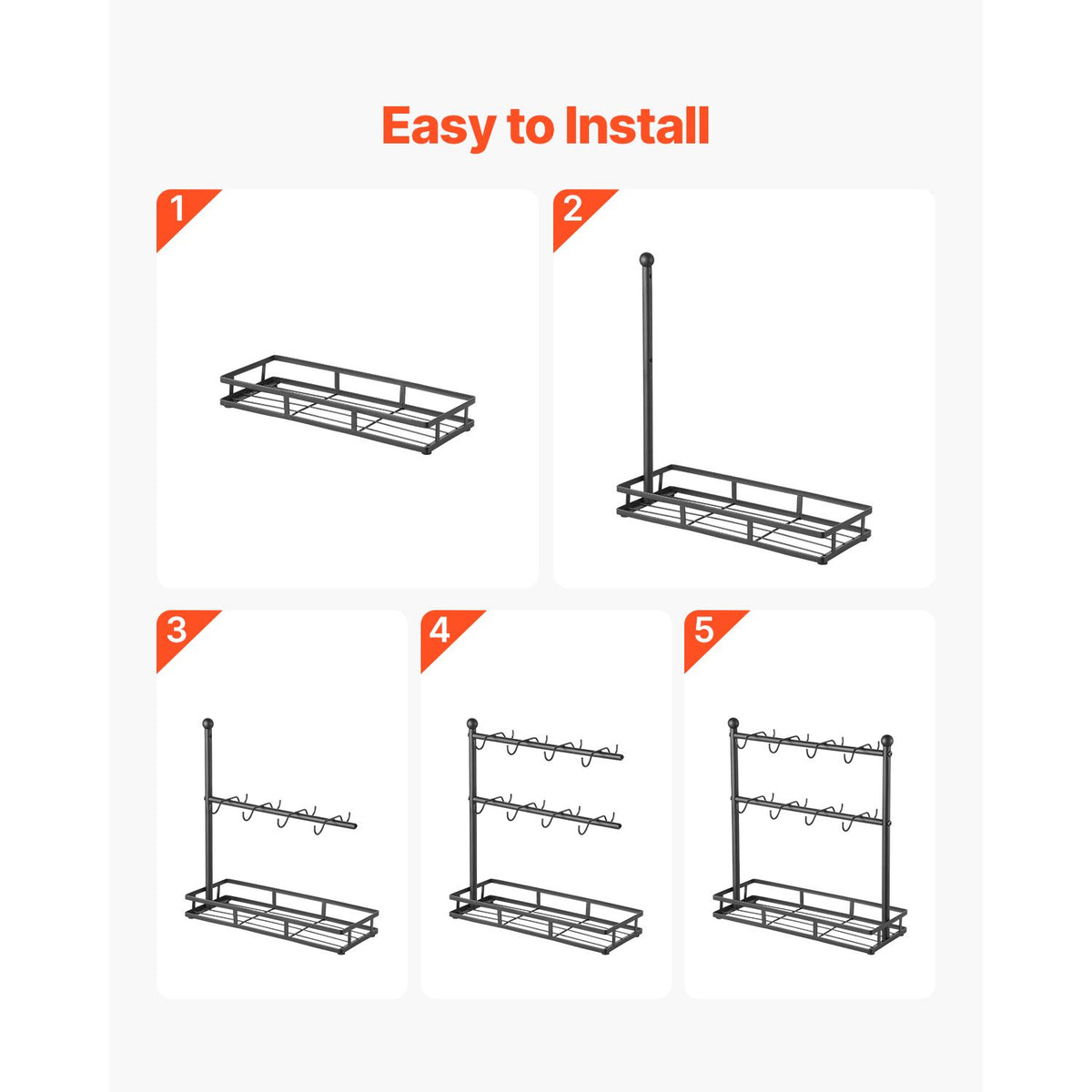Countertop 16-Hook Coffee Mug Rack with Storage Base