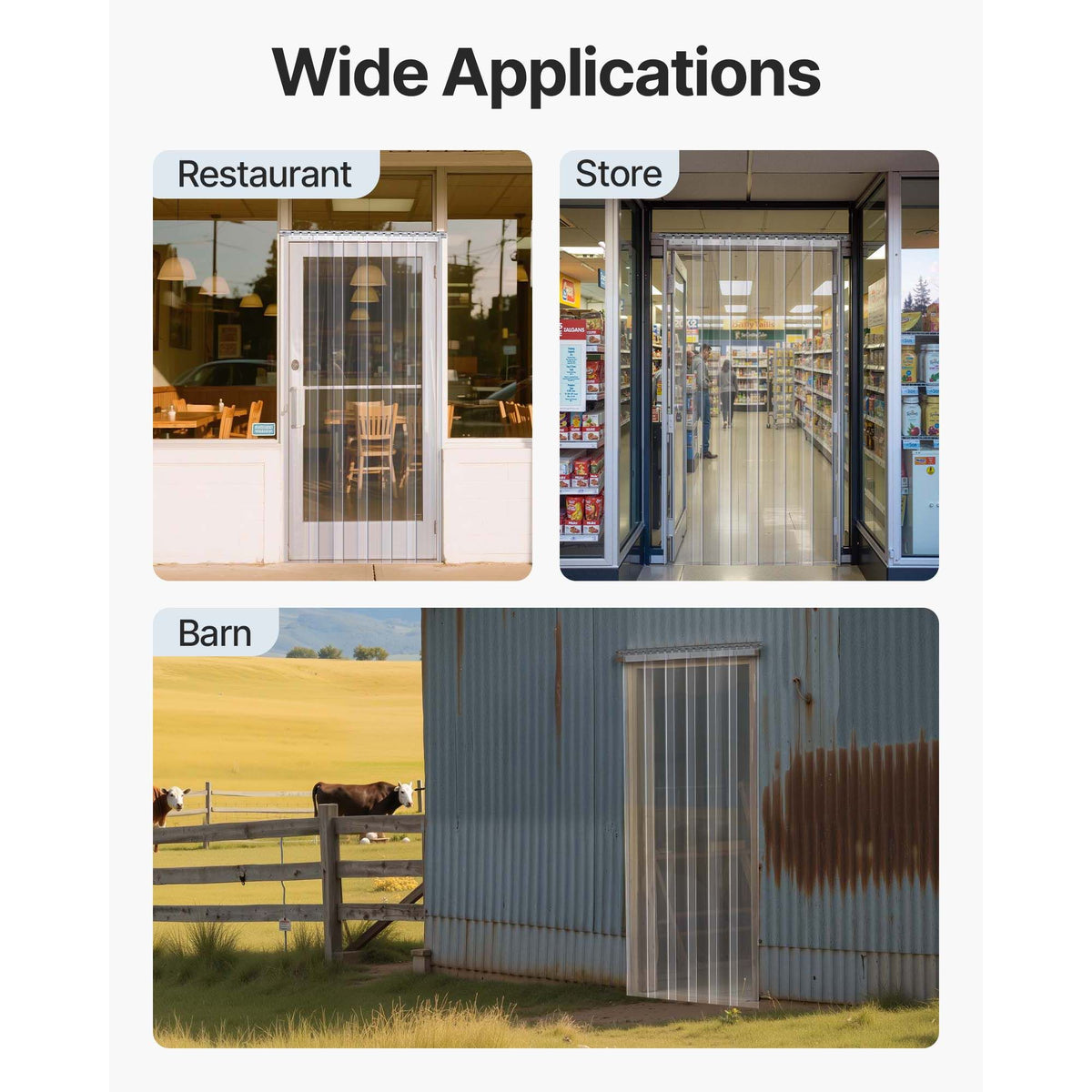 Strip Curtain PVC Door Curtain 244 x 244 cm Cooler Freezer Clear Plastic — product image 3