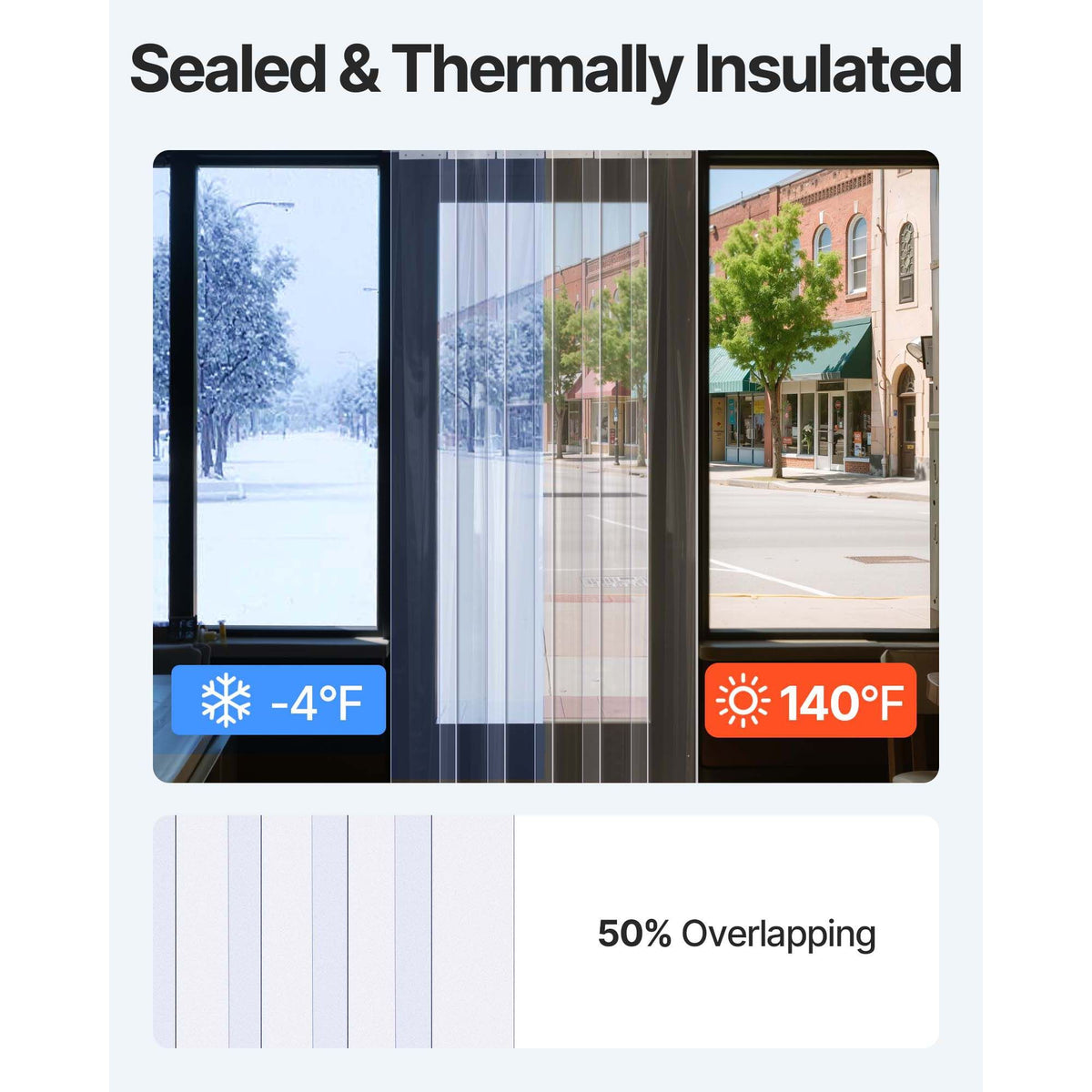 Strip Curtain PVC Door Curtain 244 x 244 cm Cooler Freezer Clear Plastic — product image 4