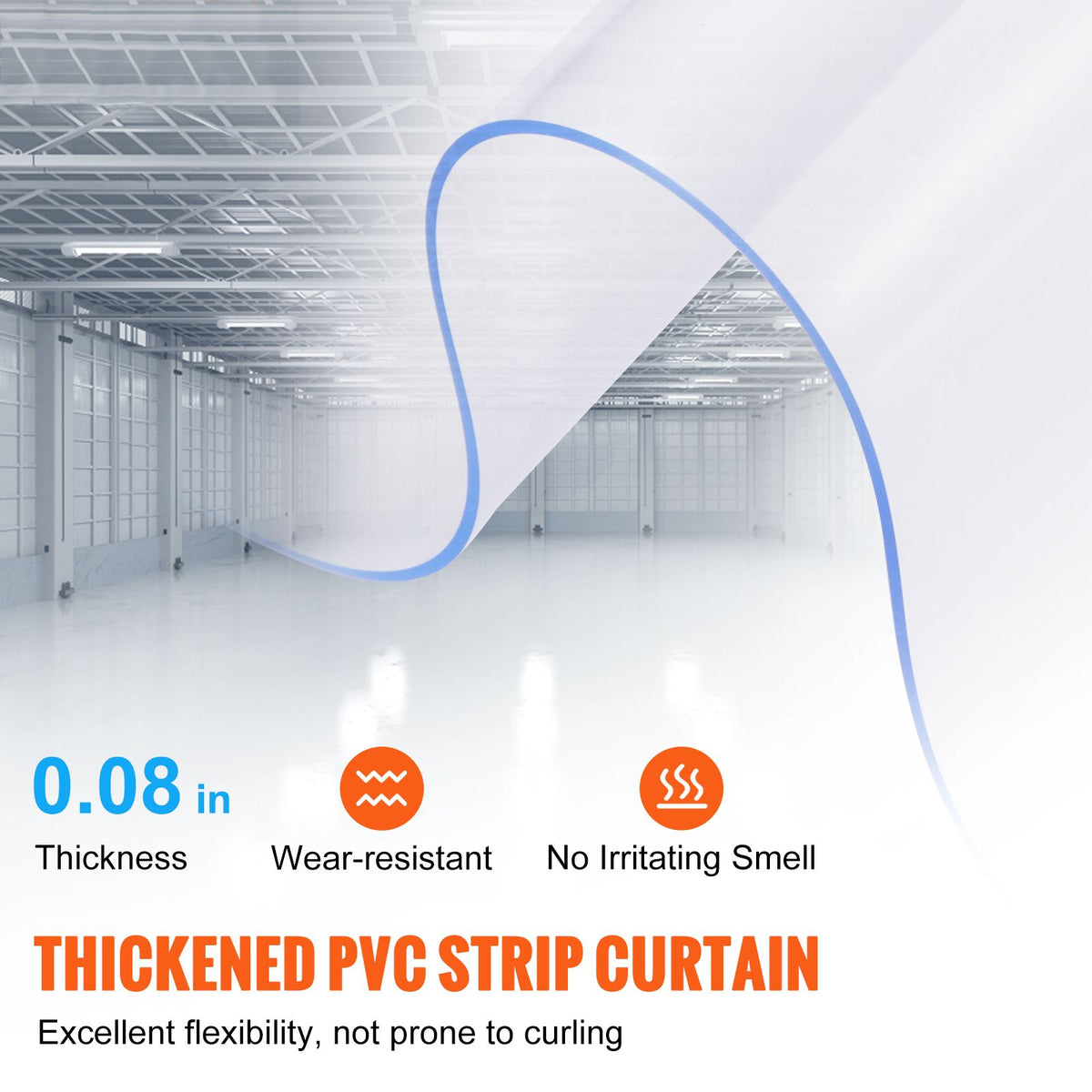 Strip Curtain, 213.4 cm Height x 122 cm Width, 2 mm Thickness, 8PCS Clear PVC Strip Door Curtain, Freezer Curtain, Plastic Door Strips for Walk in Freezers, Cooler, Warehouse, with 50% Overlap — product image 2