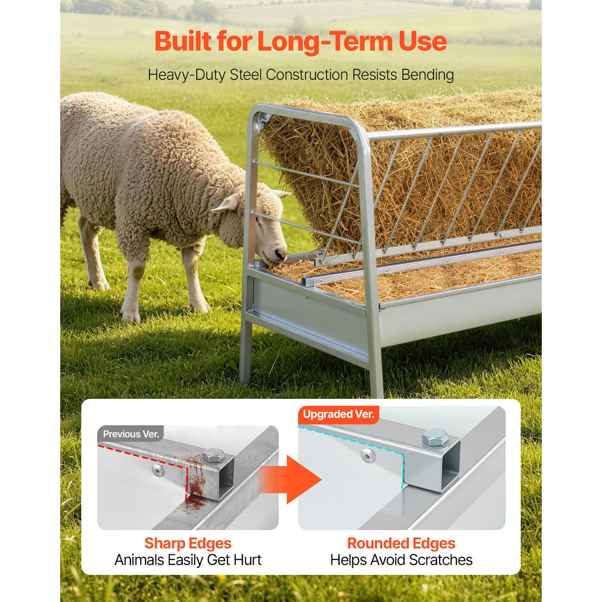Livestock Two-in-One Hay & Grain Feeder - 300 L, 147 cm