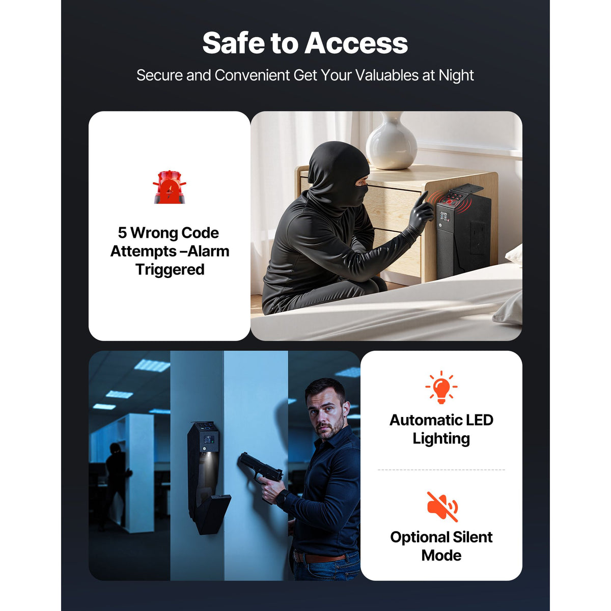 Biometric Slide-Out Handgun Security Safe with Keypad & Backup Keys — product image 5 of 12