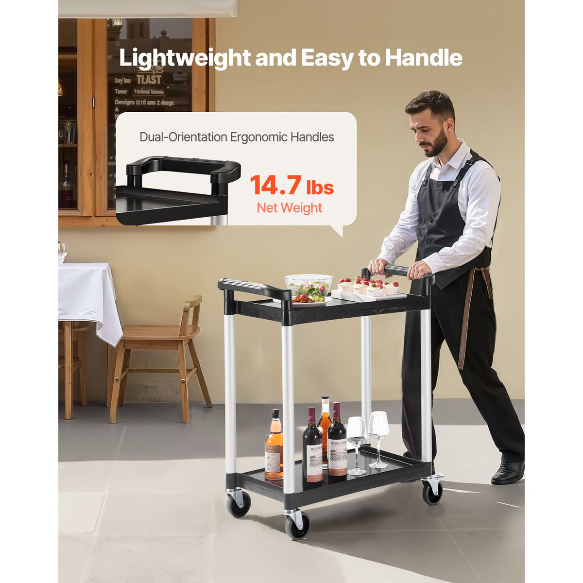 Two-Tier Plastic Utility Service Trolley - Up to 136 kg