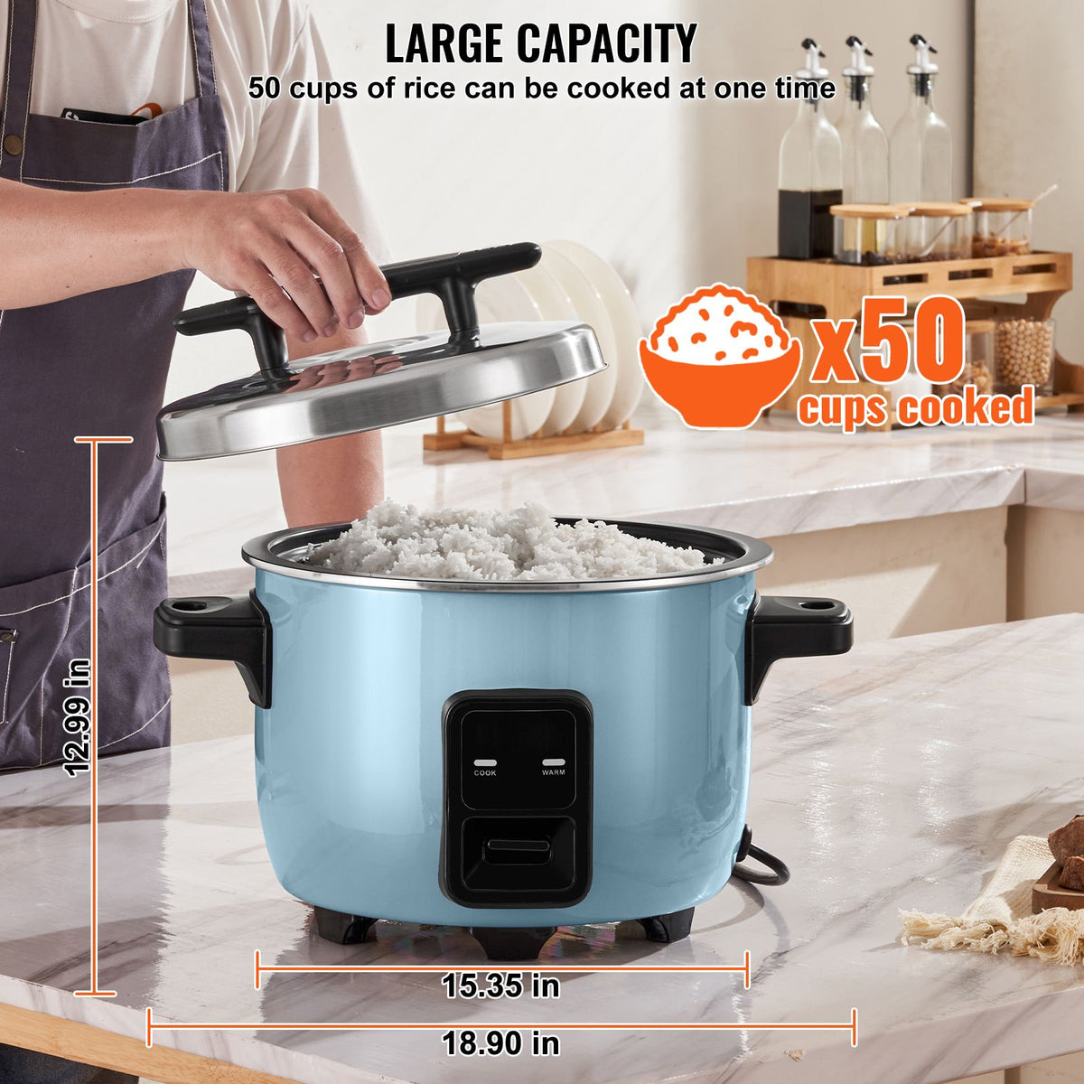 10 L Commercial Rice Cooker and Warmer – Up to 50 Cups