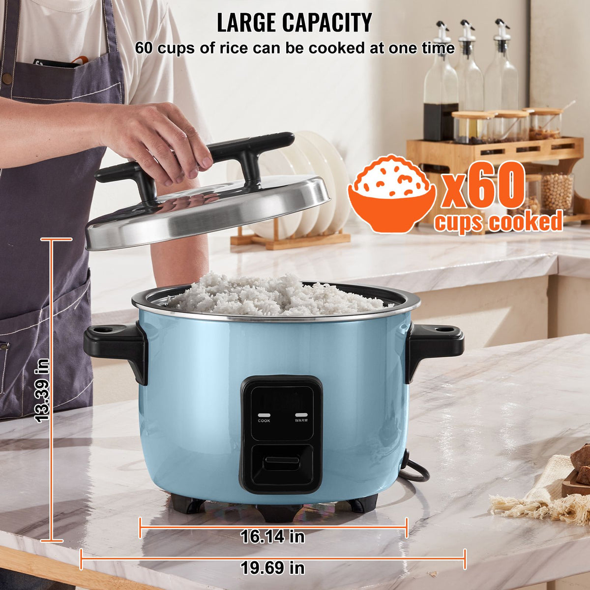 13 L Commercial Rice Cooker and Warmer – Up to 60 Cups