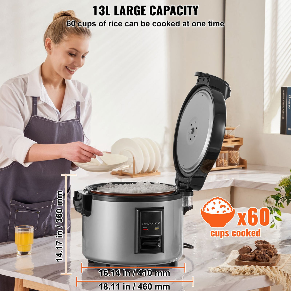 13 L Commercial Rice Cooker – Up to 60 Cups
